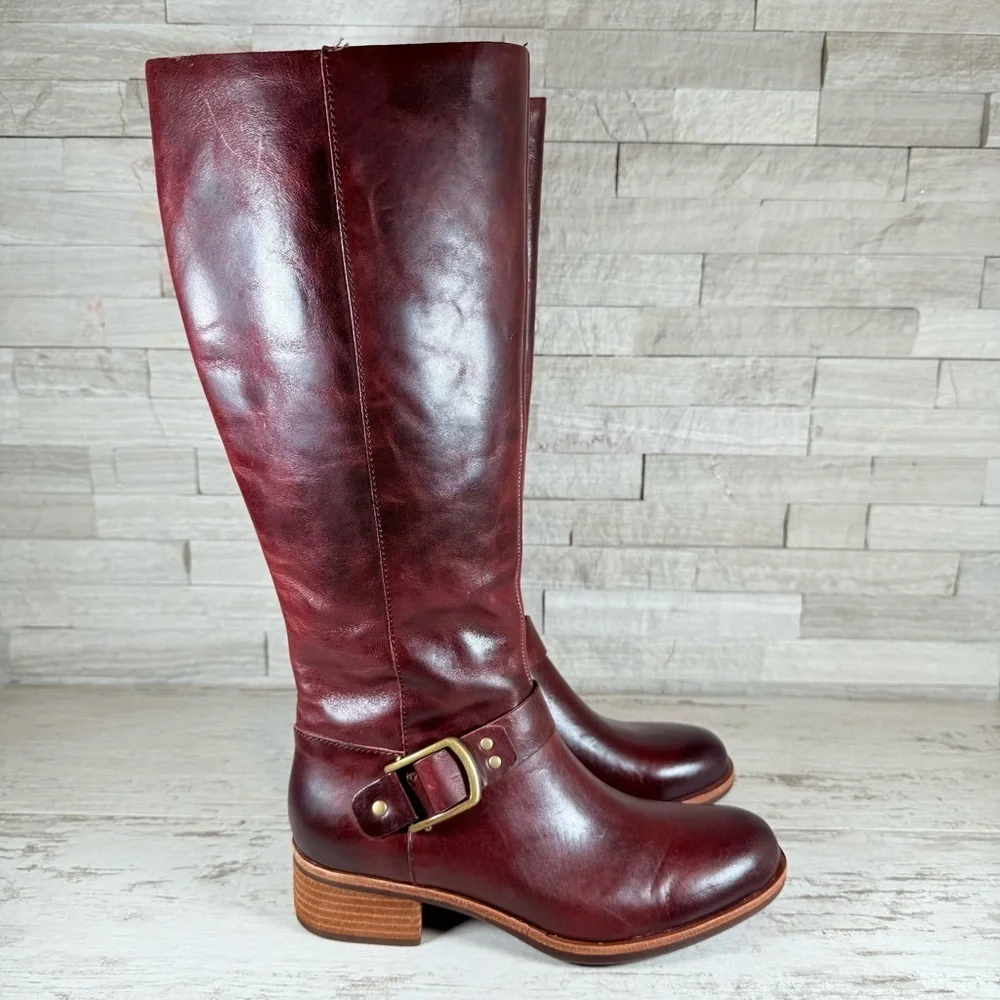 Kork-Ease Women's Carli Knee High Burnished Leather Riding Boot 6.5M Burgundy